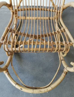 Pamono Mid-Century Rattan Rocking Chair from Rohé Noordwolde Outlet