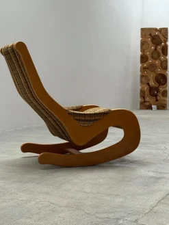 Pamono Mid-Century Rocking Chair in Beech and Bouclé from Casala, Germany, 1960s Sale