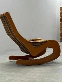 Pamono Mid-Century Rocking Chair in Beech and Bouclé from Casala, Germany, 1960s Sale