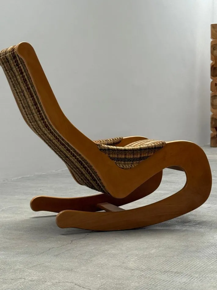 Pamono Mid-Century Rocking Chair in Beech and Bouclé from Casala, Germany, 1960s Sale