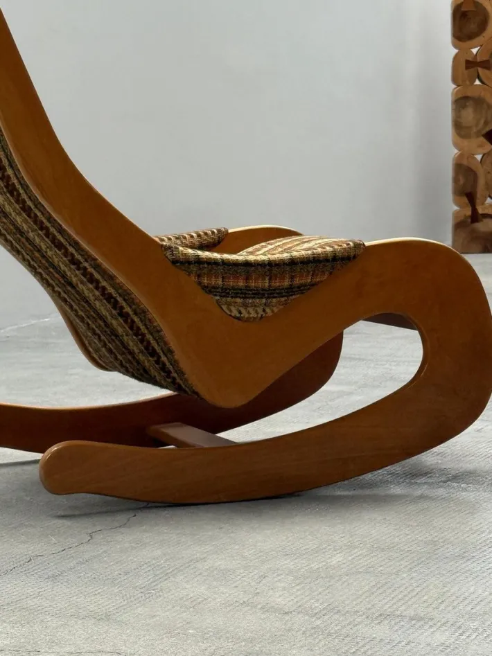 Pamono Mid-Century Rocking Chair in Beech and Bouclé from Casala, Germany, 1960s Sale