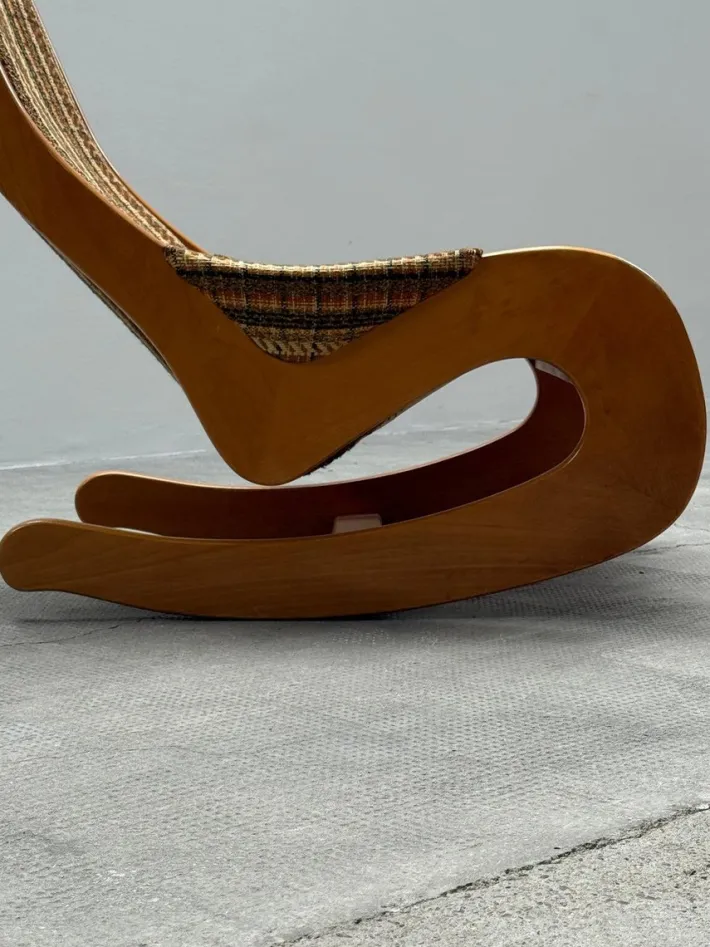 Pamono Mid-Century Rocking Chair in Beech and Bouclé from Casala, Germany, 1960s Sale