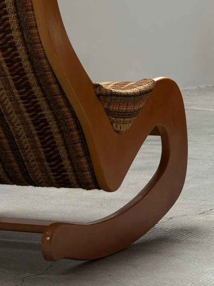 Pamono Mid-Century Rocking Chair in Beech and Bouclé from Casala, Germany, 1960s Sale