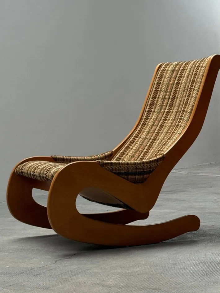 Pamono Mid-Century Rocking Chair in Beech and Bouclé from Casala, Germany, 1960s Sale