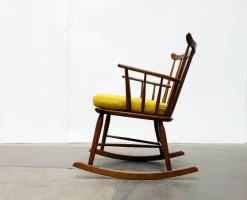 Pamono Mid-Century Rocking Chair with New Kvadrat Cushion by Børge Mogensen for FDB Møbler, 1960s New