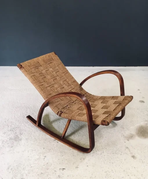 Pamono Mid-Century Rope Rocking Chair, Italy, 1950s Clearance