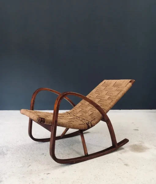 Pamono Mid-Century Rope Rocking Chair, Italy, 1950s Clearance