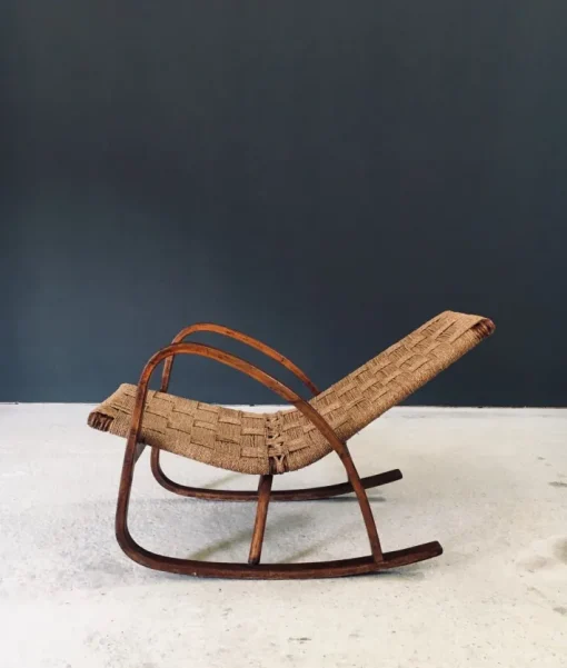 Pamono Mid-Century Rope Rocking Chair, Italy, 1950s Clearance
