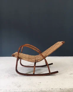 Pamono Mid-Century Rope Rocking Chair, Italy, 1950s Clearance