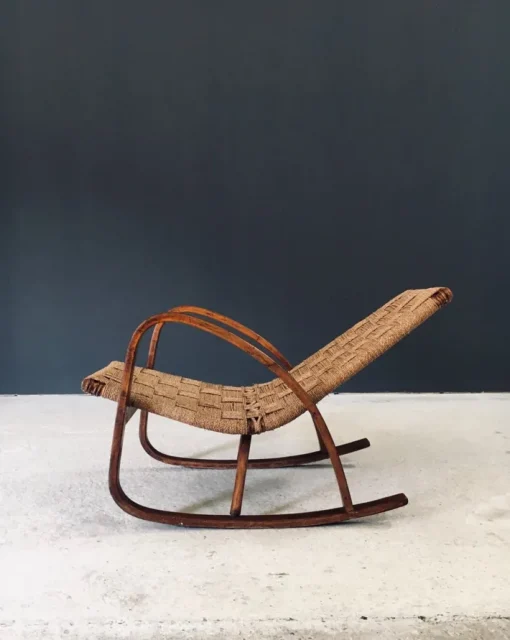 Pamono Mid-Century Rope Rocking Chair, Italy, 1950s Clearance