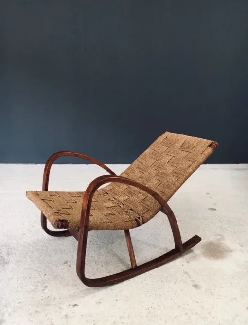 Pamono Mid-Century Rope Rocking Chair, Italy, 1950s Clearance