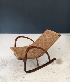 Pamono Mid-Century Rope Rocking Chair, Italy, 1950s Clearance