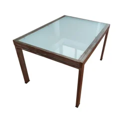 Pamono Mid-Century Satined Glass Extendable Dining Table Best