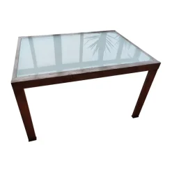 Pamono Mid-Century Satined Glass Extendable Dining Table Best