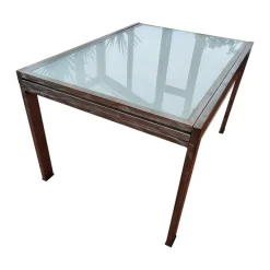 Pamono Mid-Century Satined Glass Extendable Dining Table Best