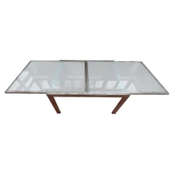 Pamono Mid-Century Satined Glass Extendable Dining Table Best