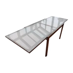 Pamono Mid-Century Satined Glass Extendable Dining Table Best
