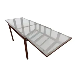 Pamono Mid-Century Satined Glass Extendable Dining Table Best