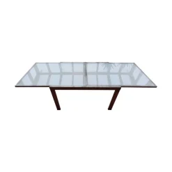 Pamono Mid-Century Satined Glass Extendable Dining Table Best
