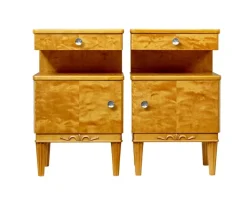 Pamono Mid-Century Scandinavian Birch Bedside Cupboards, 1950s, Set of 2 Sale