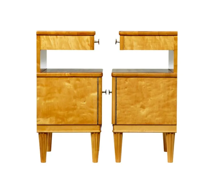 Pamono Mid-Century Scandinavian Birch Bedside Cupboards, 1950s, Set of 2 Sale