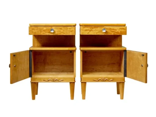 Pamono Mid-Century Scandinavian Birch Bedside Cupboards, 1950s, Set of 2 Sale