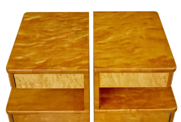 Pamono Mid-Century Scandinavian Birch Bedside Cupboards, 1950s, Set of 2 Sale