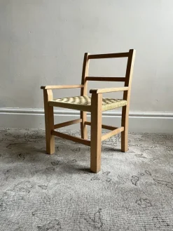 Pamono Mid-Century Scandinavian Childrens Chair with Woven Rope Seat, 1970s Hot