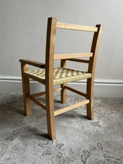 Pamono Mid-Century Scandinavian Childrens Chair with Woven Rope Seat, 1970s Hot