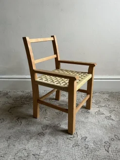 Pamono Mid-Century Scandinavian Childrens Chair with Woven Rope Seat, 1970s Hot