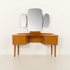 Pamono Mid-Century Scandinavian Dressing Table with Adjustable Mirrors and Tambour Doors, Norway, 1970s Clearance