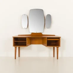 Pamono Mid-Century Scandinavian Dressing Table with Adjustable Mirrors and Tambour Doors, Norway, 1970s Clearance