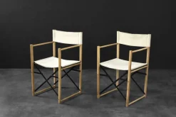 Pamono Mid-Century Scandinavian Modern Beech & Canvas Safari Directors Chairs, 1960s, Set of 2