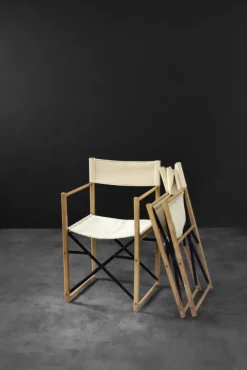Pamono Mid-Century Scandinavian Modern Beech & Canvas Safari Directors Chairs, 1960s, Set of 2