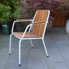 Pamono Mid-Century Scandinavian Teak and Tubular Steel Stacking Garden Chair from Daneline, 1960s Sale