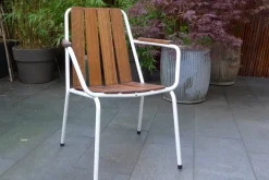 Pamono Mid-Century Scandinavian Teak and Tubular Steel Stacking Garden Chair from Daneline, 1960s Sale