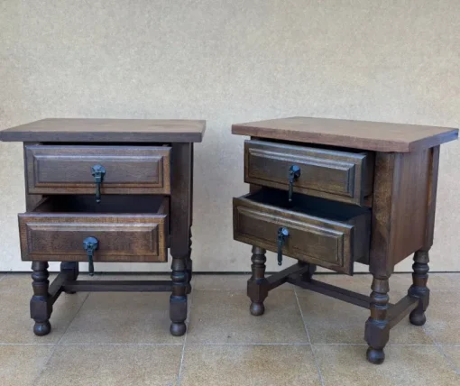 Pamono Mid-Century Spanish Bedside Tables with Drawers, 1950s, Set of 2 Sale