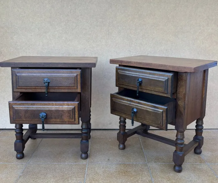 Pamono Mid-Century Spanish Bedside Tables with Drawers, 1950s, Set of 2 Sale