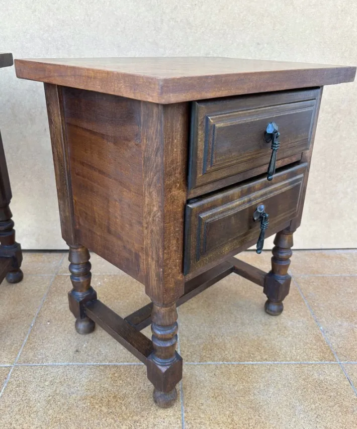 Pamono Mid-Century Spanish Bedside Tables with Drawers, 1950s, Set of 2 Sale