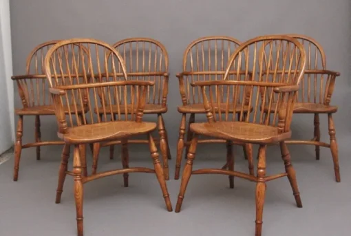 Pamono Mid-Century Stick Back Windsor Armchairs, 1960s, Set of 6 Sale
