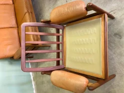 Pamono Mid-Century Teak and Leather Living Room Set, 1960s, Set of 4 New