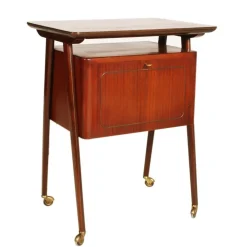 Pamono Mid-Century Teak Bar Cart attributed to Ico Parisi for Mim Roma, 1950s