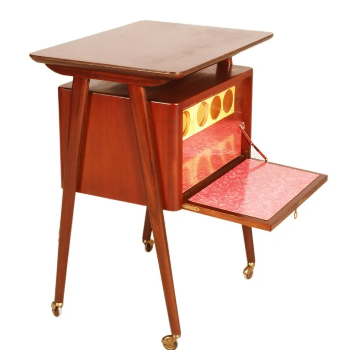 Pamono Mid-Century Teak Bar Cart attributed to Ico Parisi for Mim Roma, 1950s