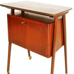 Pamono Mid-Century Teak Bar Cart attributed to Ico Parisi for Mim Roma, 1950s