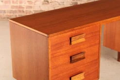 Pamono Mid-Century Teak Dressing Table or Desk with Carved Rosewood Handles, 1960s