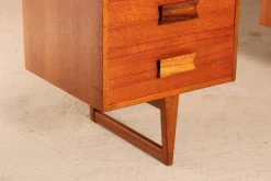 Pamono Mid-Century Teak Dressing Table or Desk with Carved Rosewood Handles, 1960s