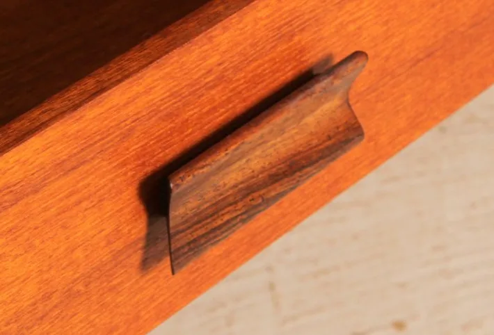 Pamono Mid-Century Teak Dressing Table or Desk with Carved Rosewood Handles, 1960s