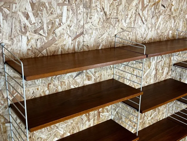 Pamono Mid-Century Teak Modular String Shelf by Kajsa & Nils Nisse Strinning, Sweden, 1960s New