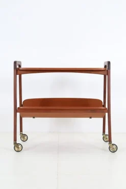 Pamono Mid-Century Teak Serving Trolley with Magazine Rack from Opal Möbel, 1960s