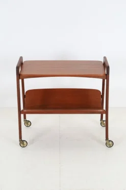 Pamono Mid-Century Teak Serving Trolley with Magazine Rack from Opal Möbel, 1960s